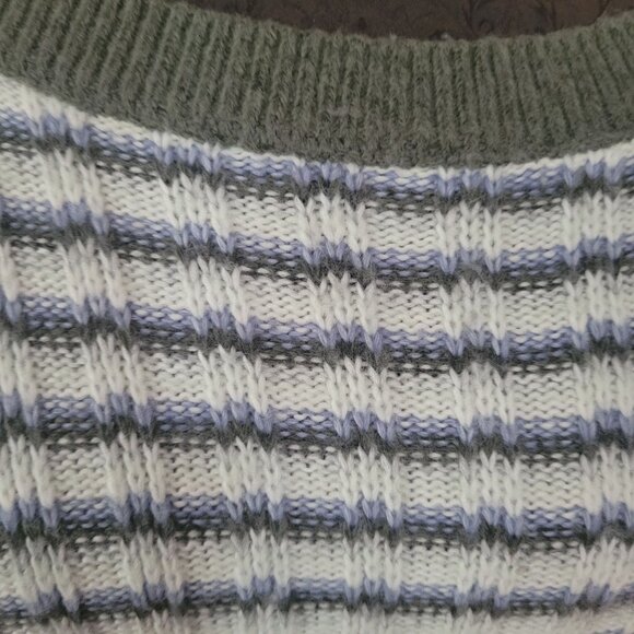 Nine West Womens Striped Knit Sweater Green & White Size M - Picture 2 of 4